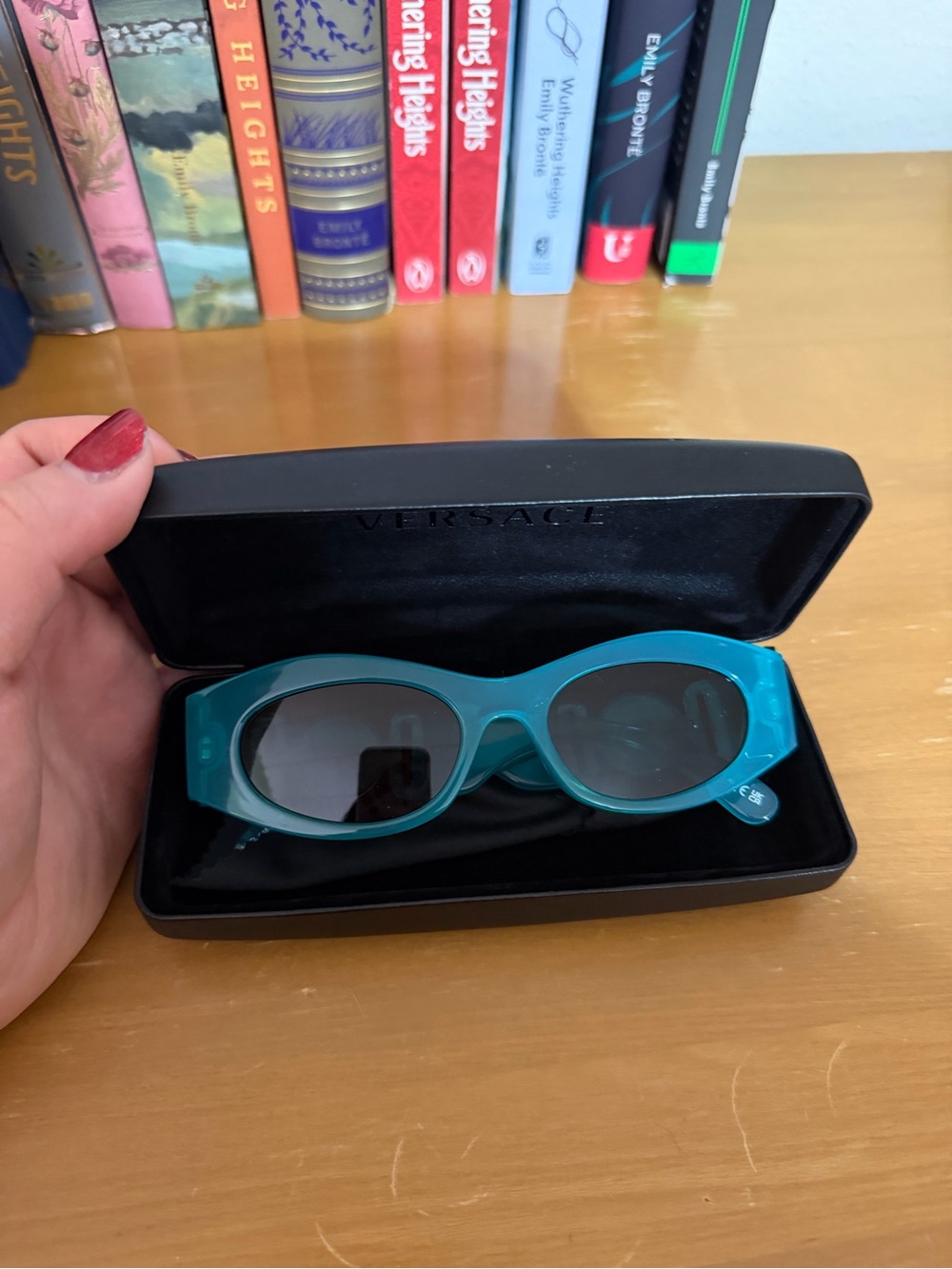 Versace Aqua Oval Sunglasses with Gray Lenses VE4480U blue Havana